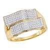 Image 1 : 0.50 CTW Mens Pave-set Diamond Rectangle Cluster Ring 10KT Yellow Gold - REF-67N4F