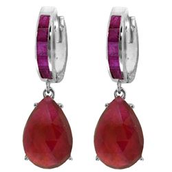 Genuine 11.30 ctw Ruby Earrings Jewelry 14KT White Gold - REF-118N8R