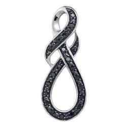 0.11 CTW Black Color Diamond Infinity Pendant 10KT White Gold - REF-10N5F