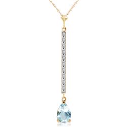 Genuine 1.80 ctw Aquamarine & Diamond Necklace Jewelry 14KT White Gold - REF-35Y4F