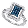 Image 1 : 0.50 CTW Blue Diamond Indented Rectangle Cluster Ring 10KT White Gold - REF-34W4K