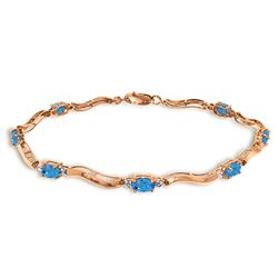 Genuine 2.16 ctw Blue Topaz & Diamond Bracelet Jewelry 14KT Rose Gold - REF-76A7K