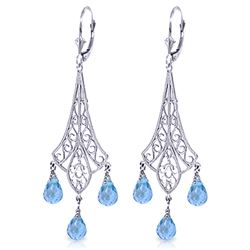 Genuine 4.8 ctw Blue Topaz Earrings Jewelry 14KT White Gold - REF-56K9V