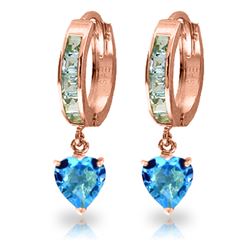 Genuine 4.1 ctw Blue Topaz Earrings Jewelry 14KT Rose Gold - REF-52Y2F