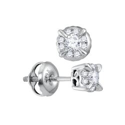 0.25 CTW Diamond Solitaire Screwback Stud Earrings 14KT White Gold - REF-30K2W