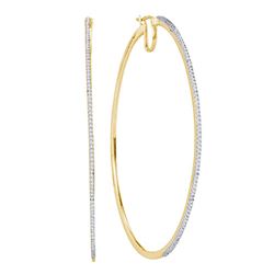 0.75 CTW Diamond Large Hoop Earrings 10KT Yellow Gold - REF-67M4H