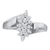 Image 1 : 0.25 CTW Prong-set Diamond Oval Cluster Ring 10KT White Gold - REF-25X4Y