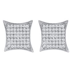 0.40 CTW Diamond Square Kite Cluster Screwback Earrings 10KT White Gold - REF-30H2M