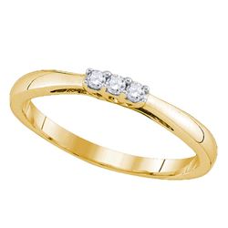0.07 CTW Diamond 3-stone Bridal Engagement Ring 10KT Yellow Gold - REF-10F5N