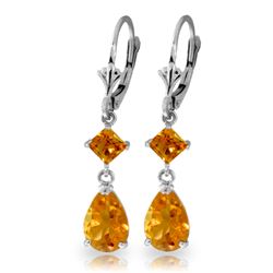 Genuine 4.5 ctw Citrine Earrings Jewelry 14KT White Gold - REF-41T4A