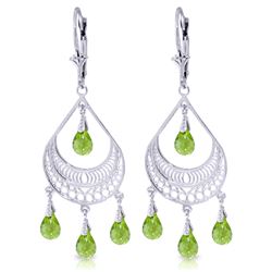 Genuine 6.75 ctw Peridot Earrings Jewelry 14KT White Gold - REF-62V6W