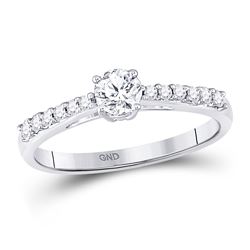 0.50 CTW Diamond Solitaire Bridal Engagement Ring 14KT White Gold - REF-82X4Y