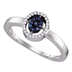 0.17 CTW Blue Color Diamond Cluster Ring 10KT White Gold - REF-13H4M