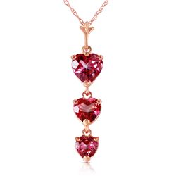 Genuine 3.03 ctw Pink Topaz Necklace Jewelry 14KT Rose Gold - REF-37A2K