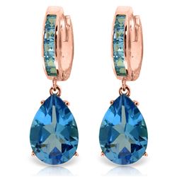 Genuine 13.2 ctw Blue Topaz Earrings Jewelry 14KT Rose Gold - REF-68W7Y