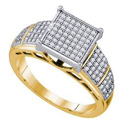 0.33 CTW Diamond Wide Square Cluster Ring 10KT Yellow Gold - REF-34X4Y