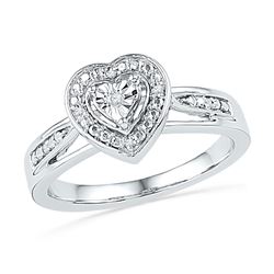 0.03 CTW Diamond Heart Love Ring 10KT White Gold - REF-22M4H