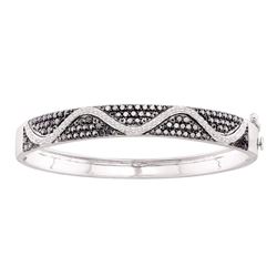 2.55 CTW Black Color Diamond Bangle Bracelet 14KT White Gold - REF-149H9M