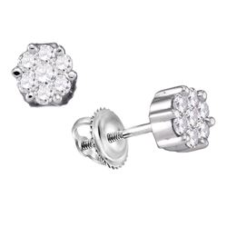 0.15 CTW Diamond Flower Screwback Stud Earrings 10KT White Gold - REF-14N9F