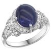 Image 1 : Natural 3.02 ctw lapis-lazuli & Diamond Engagement Ring 14K White Gold - REF-100V9F
