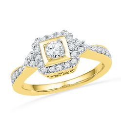 0.50 CTW Diamond Bridal Wedding Engagement Anniversary Ring 10KT Yellow Gold - REF-52F4N