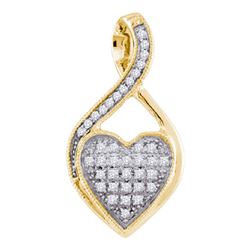 0.10 CTW Diamond Heart Cluster Pendant 10KT Yellow Gold - REF-7K4W