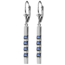 Genuine 0.70 ctw Sapphire Earrings Jewelry 14KT White Gold - REF-56N9R
