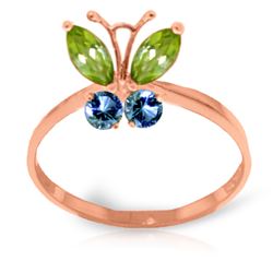 Genuine 0.60 ctw Peridot & Blue Topaz Ring Jewelry 14KT Rose Gold - REF-28R9P