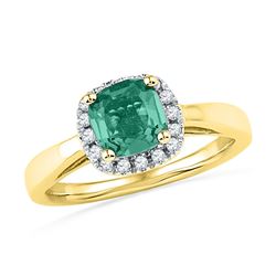 1.51 CTW Emerald Created Emerald Solitaire Ring 10KT Yellow Gold - REF-25Y4X