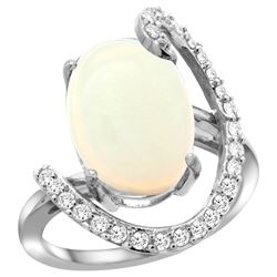 Natural 5.89 ctw Opal & Diamond Engagement Ring 14K White Gold - REF-93R6Z
