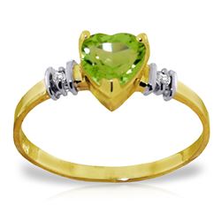 Genuine 0.98 ctw Peridot & Diamond Ring Jewelry 14KT Yellow Gold - REF-31X2M