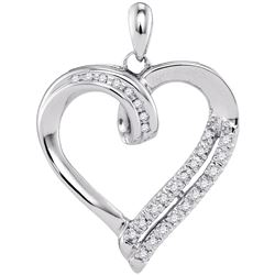 0.10 CTW Diamond Heart Pendant 10KT White Gold - REF-16H4M