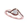 Image 1 : 0.16 CTW Red Color Diamond Heart Cluster Ring 10KT Rose Gold - REF-18N2F