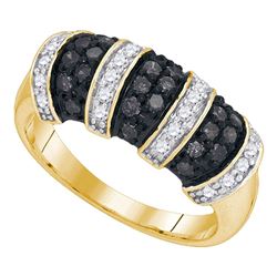 0.75 CTW Black Color Diamond Ring 10KT Yellow Gold - REF-34M4H