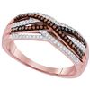 Image 1 : 0.25 CTW Red Color Diamond Crossover Strand Ring 10KT Rose Gold - REF-37Y5X