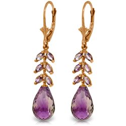 Genuine 11.20 ctw Amethyst Earrings Jewelry 14KT Rose Gold - REF-56A2K