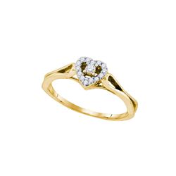 0.10 CTW Diamond Heart Love Promise Bridal Ring 10KT Yellow Gold - REF-12F8N