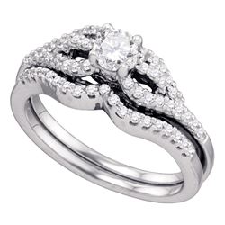 0.75 CTW Diamond Bridal Wedding Engagement Ring 14KT White Gold - REF-127N4F