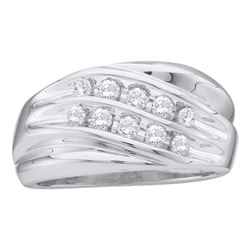 0.50 CTW Mens Diamond Wedding Anniversary Ring 10KT White Gold - REF-44M9H