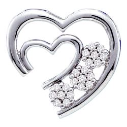 0.07 CTW Diamond Open Double Heart Love Pendant 10KT White Gold - REF-10X5Y