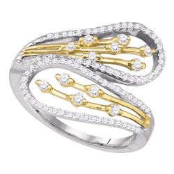0.48 CTW Diamond Bypass Fashion Ring 10KT Two-tone Gold - REF-41Y9X