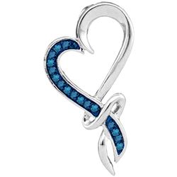 0.10 CTW Blue Color Diamond Heart Pendant 10KT White Gold - REF-10Y5X