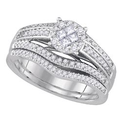 0.63 CTW Princess Diamond Soleil Bridal Engagement Ring 14KT White Gold - REF-104Y9X