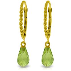 Genuine 3 ctw Peridot Earrings Jewelry 14KT Yellow Gold - REF-24M3T