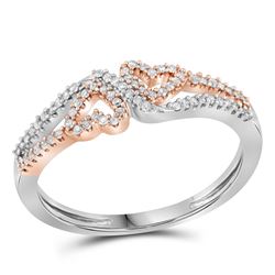 0.18 CTW Diamond 2-tone Heart Love Ring 10KT White Gold - REF-18F2N