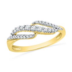 0.26 CTW Diamond Crossover Ring 10KT Yellow Gold - REF-24F2N
