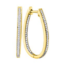 0.33 CTW Diamond Oblong Oval Hoop Earrings 10KT Yellow Gold - REF-30W2K