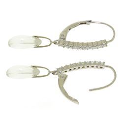 Genuine 6.3 ctw White Topaz & Diamond Earrings Jewelry 14KT White Gold - REF-56A3K