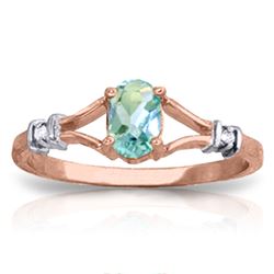 Genuine 0.46 ctw Blue Topaz & Diamond Ring Jewelry 14KT Rose Gold - REF-27T2A