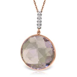 Genuine 18.08 ctw Amethyst & Diamond Necklace Jewelry 14KT Rose Gold - REF-65N8R